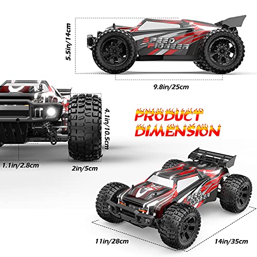 DEERC 9206E Remote Control Car 1:10 Scale Large RC Cars 48+ kmh High Speed for Adults Boys Kid,Extra Shell 4WD 2.4GHz Off Road Monster RC Truck,All Terrain Crawler Gift with 2 Battery for 40+ Min Play