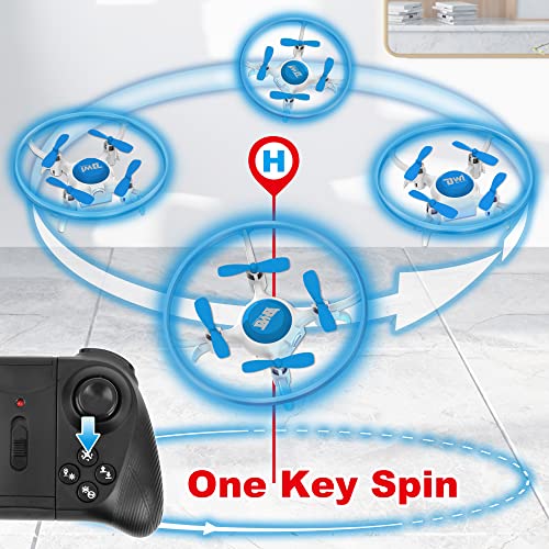 Dwi Dowellin Mini Drone for Kids with LED Lights Crash Proof One Key Take Off Landing Spin Flips RC Flying Toys Drones for Beginners Boys and Girls Adults Quadcopter with Carrying Case, Blue