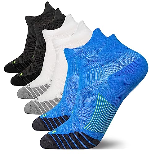 T Tersely 3 Pairs Compression Running Sport Socks for Men & Women - Low Cut No Show Athletic Socks for Stamina Circulation & Recovery - Ultra Durable Ankle Socks for Runners(EU 36-41)