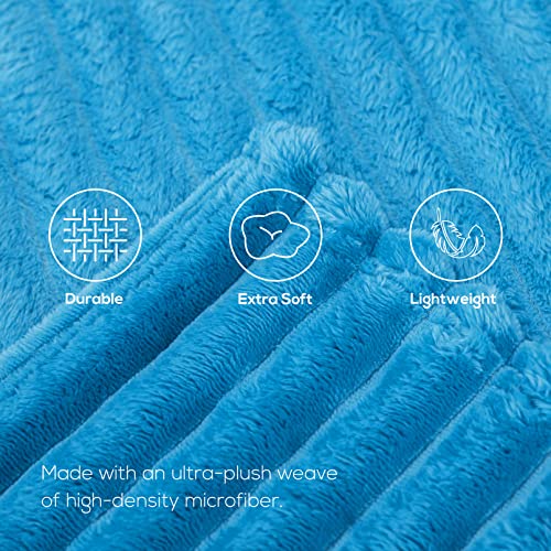 330GSM Fleece Blanket Super Soft Cozy Throw Blanket，Warm Lightweight Plush Fuzzy Cozy Soft Blankets and Throws for Sofa, Chair, Couch, Camping, Travel (Blue 150X200cm)