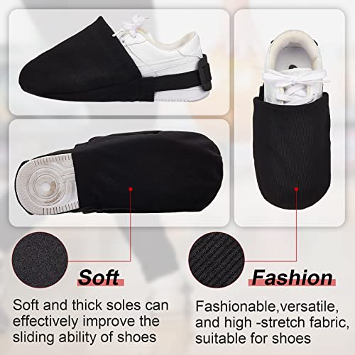Zhanmai Bowling Shoe Slider 2 Pack Bowling Shoe Cover with Elastic Band Adjustable Bowling Accessories for Men Women Bowler Playing Ball Dancing, L (Black), Black, Large