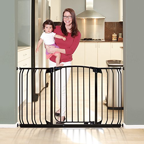 Dreambaby Chelsea Hallway Auto-Close Security Baby Safety Gate - with 9cm & 18cm Extensions - Fits Openings 97.5-133cm Wide & 75cm Tall - Black - Model F790B