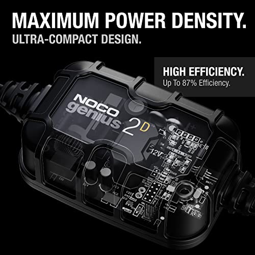 NOCO GENIUS2DAU, 2A Direct-Mount Onboard Battery Charger, 12V Car Battery Charger, Battery Maintainer, Trickle Charger and Desulfator for Automotive, Marine, AGM, and Deep-Cycle Batteries