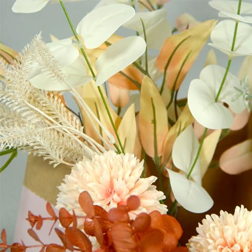 Artificial Dandelions Flowers Bouquets, Realistic Fake Silk Flowers Plants DIY Bouquets for Table Centerpiece Home Room Kitchen Office Party Wedding Gift Christmas and More Décor (Champagne)