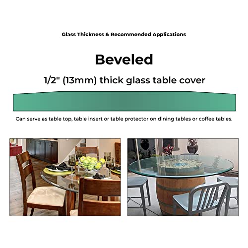 (70cm) - 70cm Inch Round Glass Table Top 1.3cm Thick Tempered Bevelled Edge by Fab Glass and Mirror