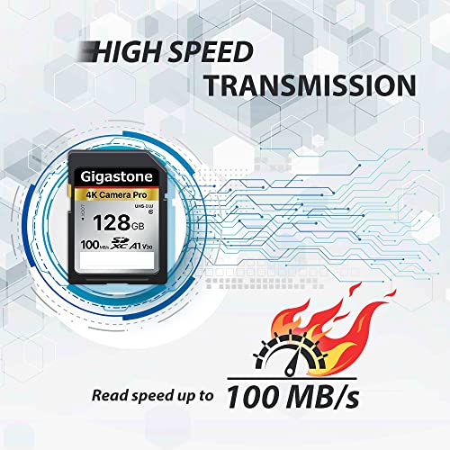 Gigastone 128GB SD Card V30 SDXC Memory Card High Speed 4K Ultra HD UHD Video Compatible with Canon Nikon Sony Pentax Kodak Olympus Panasonic Digital Camera