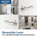 BESTTEN [5 Pack Vienna Series Contemporary Passage Door Handle with Removable Latch Plate, Interior Hallway Closet Door Lever Set, Satin Nickel