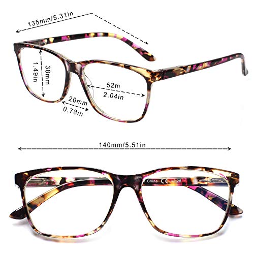 SIGVAN Ladies Reading Glasses Blue Light Blocking Spring Hinge Fashion Pattern Print Eyeglasses for Women, Multicolour, Medium