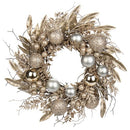 Christmas Wreath Door Wreath for Christmas – Champagne Advent Wreath with Christmas Baubles and Long Branches, Decorative Wreath Christmas Decoration Table Wreath, Diameter 40 cm