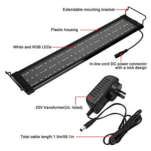 60 90cm Aquarium LED Light Lighting Full Spectrum Aqua Plant Fish Tank Lamp AU (90CM/129LEDS/25W)