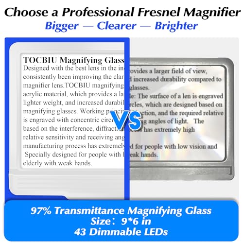 NZQXJXZ 5X Rechargeable Hands-Free Magnifying Glass 43 Bright LED, Magnifying Glass for Reading Neck Wear, Large Page Magnifier for Seniors for Newspaper, Sewing, Cross Stitch, Small Prints