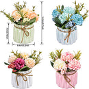 Artificial Flower Plants – Mini Fake Hydrangea Flowers in Pot for Home Decor Party Wedding Office Patio Table Desk Decoration (Set of 4)