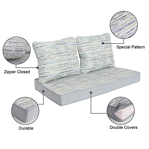 HonTop Outdoor Loveseat Cushions for Furniture Indoor Bench Chair Glider Deep Seat Patio Slipcovers Sunbrella ,46 x 26, Gray