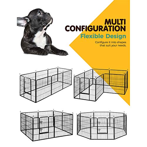 i.Pet 32" Large 8 Panel Pet Dog Playpens Rabbit Play Pen Fence Cage Puppy Exercise Enclosure Crate Pets Barrier Portable Outdoor Indoor Run Gate Guinea Pig Heavy Kennel