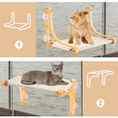 Window Cat Hammocks Pet Cat Bed Cat Perch Seat for Indoor Cats, Space Saving Cat Bed with Screw Suction Cups Durable Big Pet Perch Bed Holds Up to 20kg, Yellow