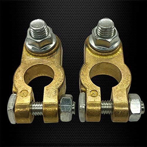 Ampper Brass Battery Terminal Connectors, Top Post Battery Terminals Clamp Set for Marine Car Boat RV Vehicles (1 Pair)