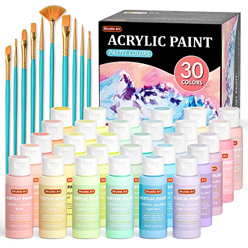 Shuttle Art Acrylic Paint 50 Colors Acrylic Paint Set 2oz/60ml Bottles Rich Pigmented Water Proof Premium Acrylic Paints for Artists Beginners