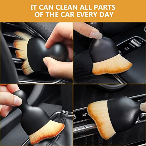 DABOBOOTOOL Car Brush，Car Interior Cleaning Tool Brush with Cover,Car Detailing Brushes Interior Duster,Auto Interior Soft Bristles Cleaning Car Detailing Brush Dusting Tools,Scratch Free (2Pcs)