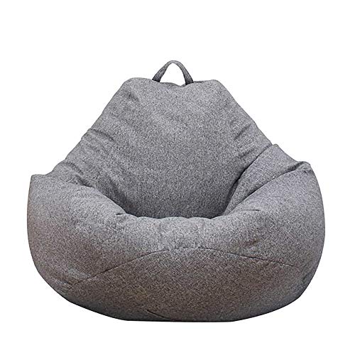 Bean Bag Cover with Handle and Side Pockets Lazy Bag Cover Washable Soft Fabric (Grey 70x80cm)