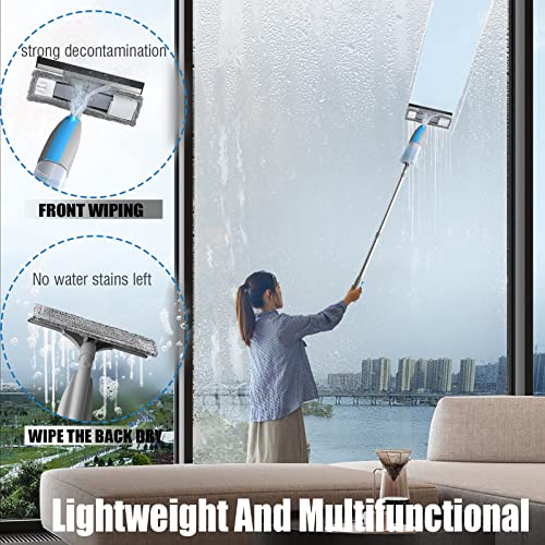 ZFGYmuxi Window Squeegee for Window Cleaning,Window Washer Cleaning Kit,3 in1 Window Cleaner Tool with 410ML Spray Bottle,Window Cleaning Squeegee kit for Indoor/Outdoor High Window