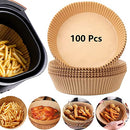 100 PCS Air Fryer Disposable Paper Liner, Air Fryer Liners Non-Stick, Round Cooking Baking Paper Oil-Proof, Water-Proof, Parchment Paper for Air Fryer Baking Roasting Microwave, 6.3 inch (Round)