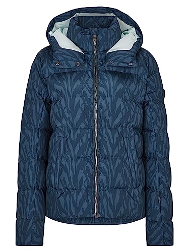 Ziener Women's Tusja Ski Winter Jacket, Warm, Breathable, Waterproof, Leaves navy print, 30