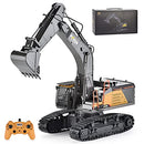 Upgraded Charging Excavator RC Toy 22-Channel Full-Function RC Excavator Sand Engineering Vehicle 1:14 2.4Ghz with Lighting and Sound Effects of Remote Control Engineering Toy Excavator