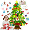 DIY Felt Christmas Tree with 32pcs Ornaments 4ft Family 3D Fake Xmas Tree with 20 LED Lights for Kids Toddlers Home Door Window Wall Christmas (Merry Christmas)