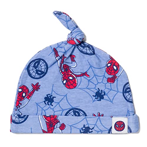 Marvel Avengers Spider-Man Hulk Captain America Baby 3 Piece Outfit Set: Cuddly Mix N' Match Bodysuit Pants Hat, White / Blue, 3-6 Months