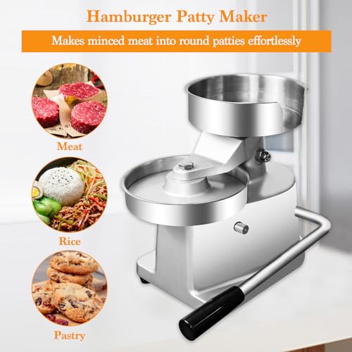 Julymoda Commercial Burger Press Maker,4 inch Hamburger Patty Maker Food-Grade Stainless Steel Hamburger Press Burger Machine Beef Pork Chicken Vegetarian Patties Maker with 500 Pcs Patty Papers