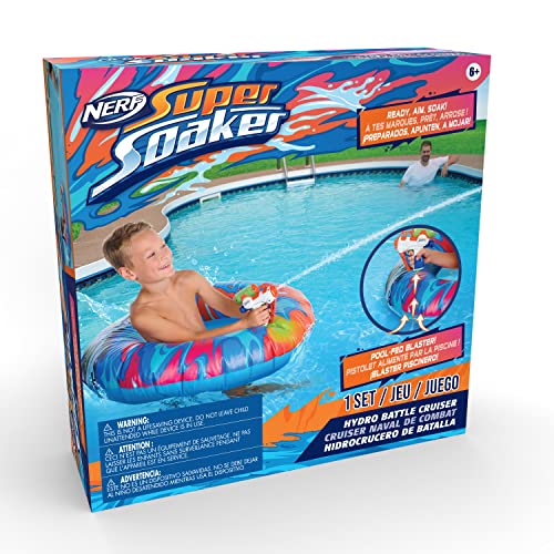 NERF Super Soaker Hydro Battle Ride-On Cruiser – Inflatable Pool Float with Pool-Fed Mega Water Blaster