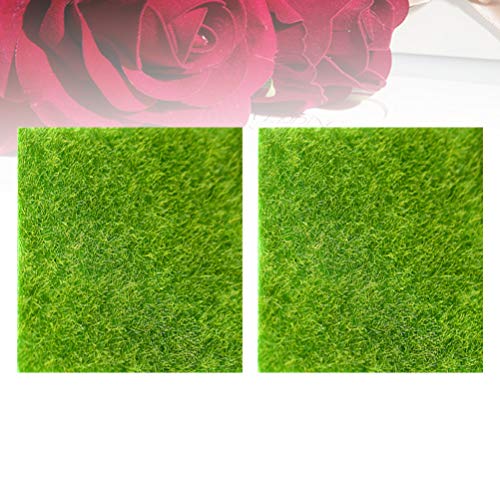 TOYANDONA 2pcs Artificial Grass Turf Fake Moss Rug Mats 30cmx30cm Mini Lawn Carpet for Dollhouse Fairy Garden Ornament