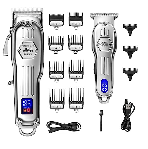 2 in 1 Full Metal Combo Kit Barber Hair Clipper For Men Professional Electric Beard Hair Trimmer Rechargeable Haircut