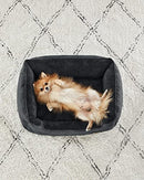 Feandrea PGW010G01 Dog Bed Linen Look Dog Basket Raised Edges Non-Slip Backing Removable Washable Cover M for Small Dogs 70 x 55 x 21 cm Dark Grey