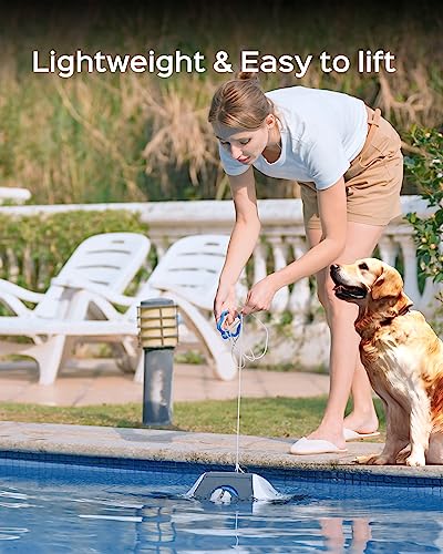 WYBOT Sophisticated Robotic Pool Vacuum Cleaner, Dual Strong Suction Port, 130min Runtime, Cordless Pool Cleaner, World's First Smart Protection System, Ideal for Pools Up to 120 Sq.m