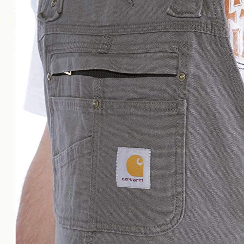 Carhartt Mens Rugged Flex® Relaxed Fit Canvas Bib Overall, Gravel, 44W x 34L