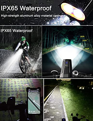 Bike Lights Front USB (Type-C) Rechargeable 1800 Lumen Bicycle Headlight Waterproof Led Bicycle Lighting Flashlight, Easy Install & Quick Release (Bike Headlight)