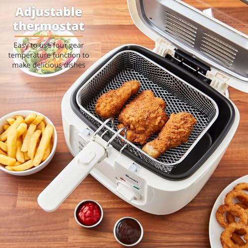 Swan SD6080N 2.5 Litre Deep Fat Fryer with Viewing Window, Easy Clean, Adjustable temperature control, 1800 W, White