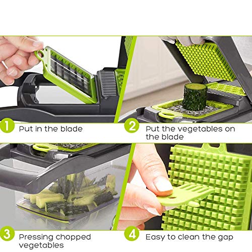 Vegetable Chopper, Mandoline Vegetable Slicer, Multifunctional Grater, Mandoline Vegetable Shredder, with 7 Stainless Steel Blades for Grinding, shredding, Slicing, and Dicing.