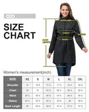 33,000ft Women's Rain Jacket Lightweight Hooded Long Windbreaker Waterproof Jacket Ladies Packable Functional Coat, Black L