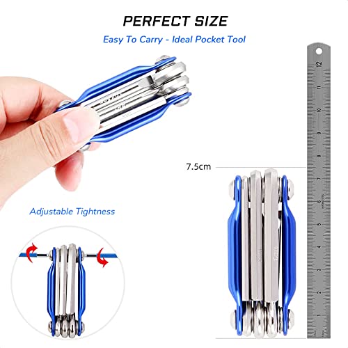 KIEVODE Bike Multi-Tool Mini Multitool Kit - 6 in 1 Lightweight Stainless Steel Tool With 3/4/5/6mm Hex Key and Phillips Screwdriver for Mountain Bicycle Road Bike MTB