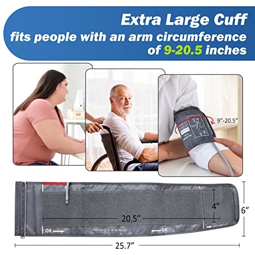 Extra Large Blood Pressure Cuff, ELERA Replacement Extra Large Cuff Applicable for 9”-20.5” Inches (22-52CM) Big Arm, Cuff Only BP Machine Not Included