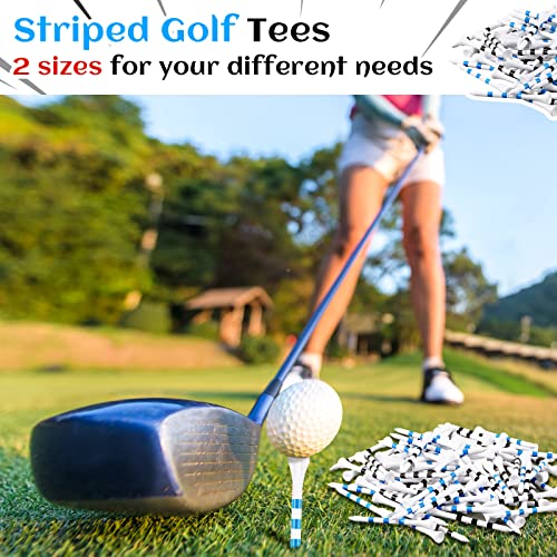 Libima 200 Pcs Striped Golf Tees Bamboo Wood Golf Tees Wooden Long Golfing Tees Reduce Side Spin and Friction for Men Women Kids Golf Balls, 3 1/4 Inch, 2 3/4 Inch (Black, Blue)