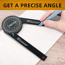 Miter Saw Protractor|7-Inch Aluminum Protractor Angle Finder Featuring Precision Laser-Inside & Outside Miter Angle Finder for Carpenters, Plumbers and All Building Trades