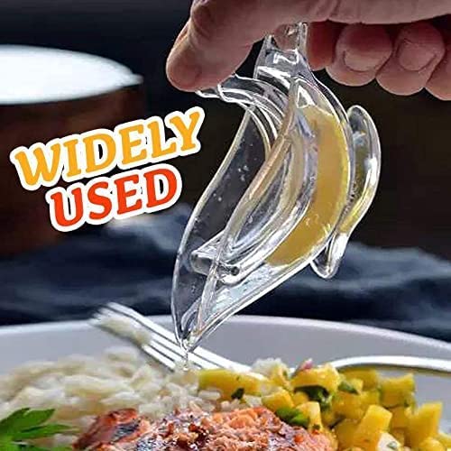 PLAYINGMINDS Lemon Squeezer Lemon Juicer Clip, Acrylic Manual Lemon Slice Squeezer Convenient Transparent Fruit Juicer for Home Kitchen (2)