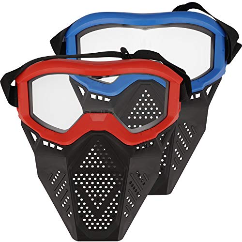 Surper 2 Pack Face Mask Tactical Mask Compatible with Nerf Rival, Apollo, Zeus, Khaos, Atlas, Artemis Blasters Rival Mask (Red&Blue)