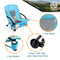 Coastrail Outdoor Beach Chair Low Profile Mesh Back Folding Chair for Adults with Cup Holder & Cooler & Phone Bag for Outdoor Camping Beach, Supports 300 lbs, Blue, 2 Pack