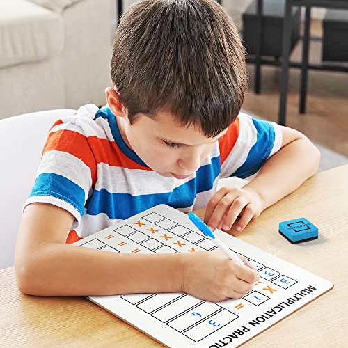 Pack of 10 Dry Erase Multiplication White Boards 9 x 12 Inch Small Lapboard l Durable Portable Double Sided Times Table Math Practice White Board for Kids Students, Classroom and Home