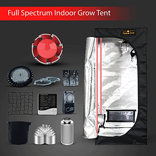 BLACK ORCHID Grow Tent Kit Complete 100W UFO LED Grow Light 60x60x160 cm Full Spectrum Indoor Grow Tent Kit Hydroponics Grow Tent Setup Kit Grow House