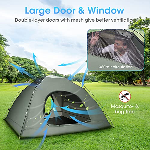 Camping Tent, Family Dome Tent, Automatic Instant Portable Tent for Backpacking Hiking 4 to 5 Person